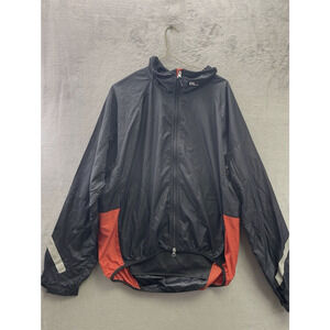 RLX Polo Sport Jacket Mens Large Black Red Full Zip Windbreaker Reflective Trim